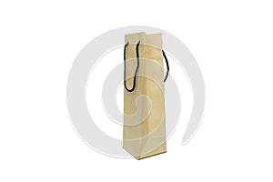 Brown paper shopping bag isolated on white background. Clipping path included