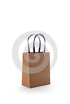 Brown paper shopping bags isolated on white background