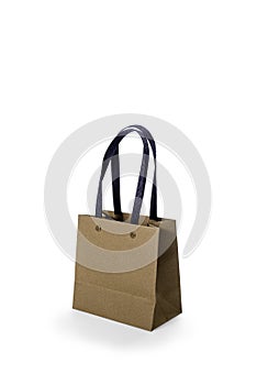 Brown paper shopping bags isolated on white background