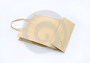 Brown Paper Shopping Bags isolated on white background