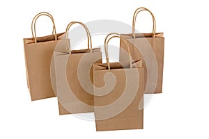 Brown Paper shopping bags on white background