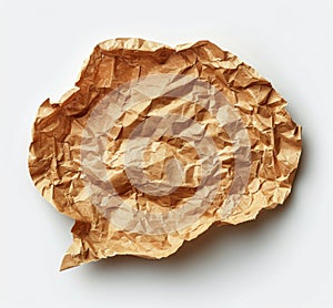 Brown Paper Speech Bubble on White Background