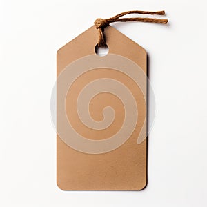 A brown paper tag mockup hanging from a string.