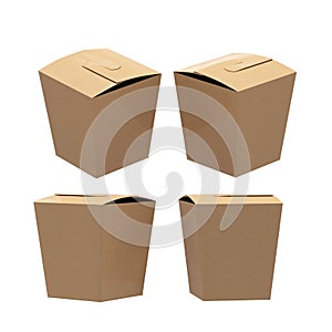 Brown paper taper square butterfly buckle biscuit box with clipping path photo