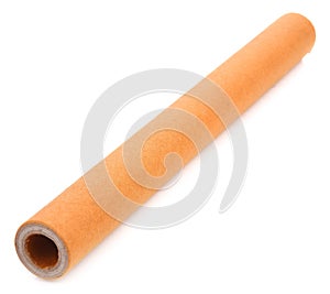 Brown paper tube isolated on white background