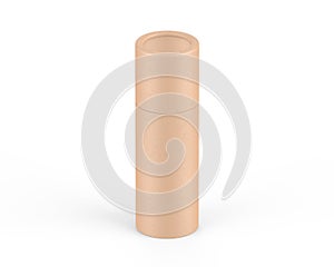 Brown paper tube push up tin can mockup template on isolated white background, ready for design presentation, 3d illustration