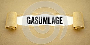 Brown paper work with the german word for gas levy - gasumlage