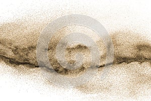 Brown particles splattered on white background