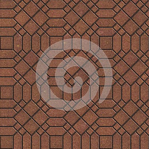 Brown Pavement with a Complicated Pattern.