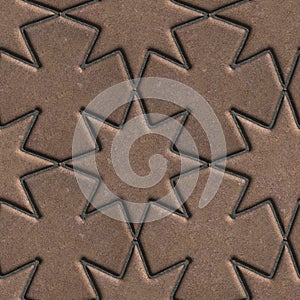 Brown Paving Slabs Laid in the Form of Stars and photo