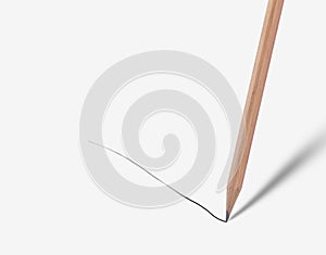 Brown pencil drawing straight line on white background