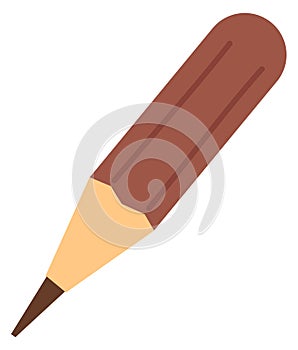 Brown pencil icon. Drawing tool. Scholl supply photo