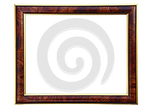 Brown photo frame isolated with path