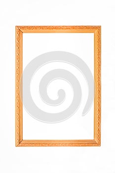 Brown photo frame on white background. Blank template