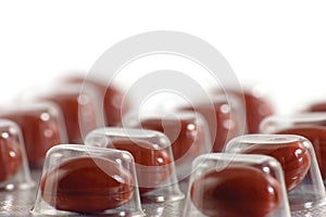 Brown Pill Blister Macro Isolated