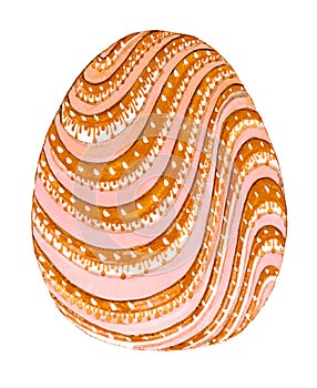 Brown pink Easter egg with white dots ornaments photo