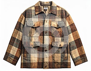Brown Plaid Overshirt Jacket