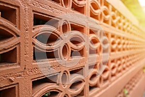 Brown plaster wall, beautiful pattern carving