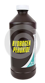 Brown Plastic Bottle of Hydrogen Peroxide