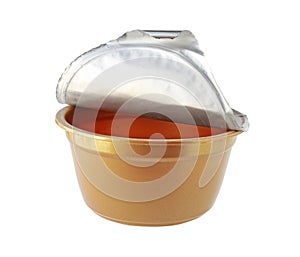 Brown Plastic Cup Foil Cover isolated on white background