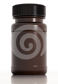 Brown plastic medical bottle