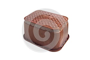 Brown plastic septic tank on white background