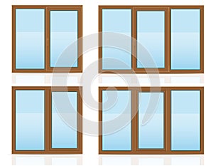 brown plastic transparent window view indoors and outdoors vector illustration