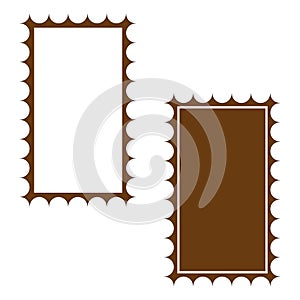 brown postage stamp frame. Vector illustration.