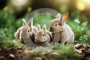 brown rabbits baby set group beautiful little 2 nice female cute rabbit ear domestic farming sideview pair young fluffy fur beauty