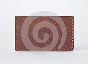 Brown real leather card holder