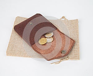 Brown real leather purse