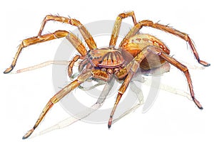 Brown recluse spider,  Pastel-colored, in hand-drawn style, watercolor, isolated on white background photo