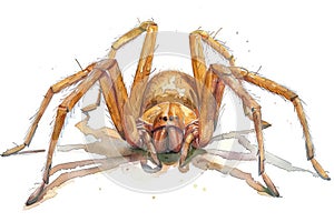 Brown recluse spider, Pastel-colored, in hand-drawn style, watercolor, isolated on white background photo