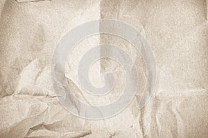 Brown recycled kraft paper crumpled vintage texture background for letter. Abstract parchment old retro page grunge blank