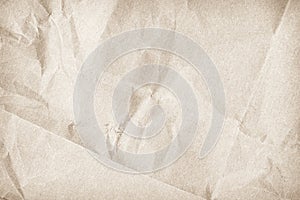 Brown recycled kraft paper crumpled vintage texture background for letter. Abstract parchment old retro page grunge blank