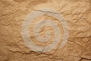 Brown recycled kraft paper crumpled vintage texture background for letter. Abstract parchment old retro page grunge blank