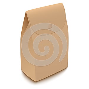 Brown recycled paper bag package. Stock image illustration