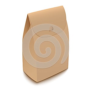 Brown recycled paper bag package. Vector illustration