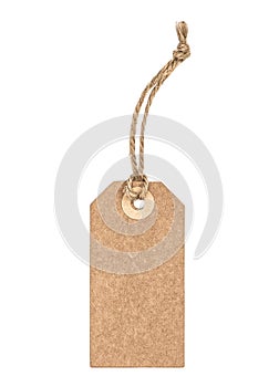 Brown recycled paper tag isolated white background