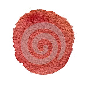 Brown, red watercolor circle isolated on white background. Watercolour calming coral round shape