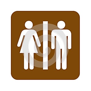 Brown restrooms recreational sign