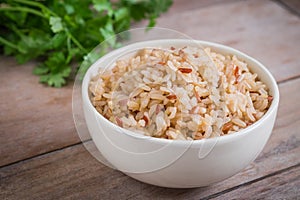 Brown rice in bowl