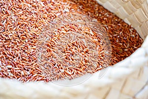 Brown rice in natural basket