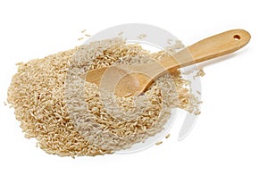 Brown rice over the spoon