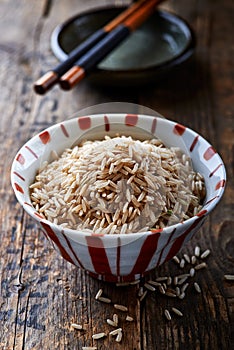 Brown rice in a small bowl