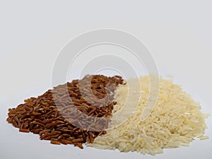 Brown rice , white rice.