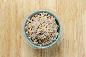 Brown Rice on Wooden Table