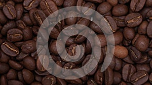 Brown roasted coffee beans.