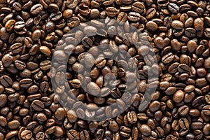 Roasted coffee beans texture background