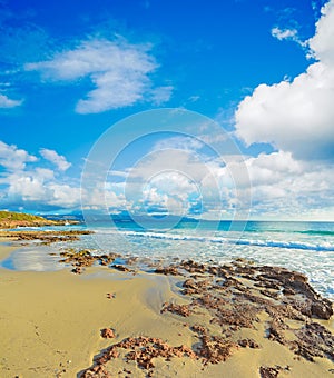 Brown rocks in Le Bombarde beach